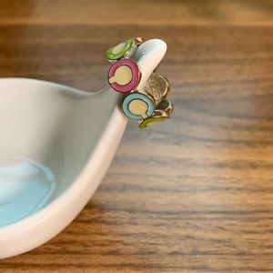 Coach Ring Cream and Pastel Silver Tone Size 7